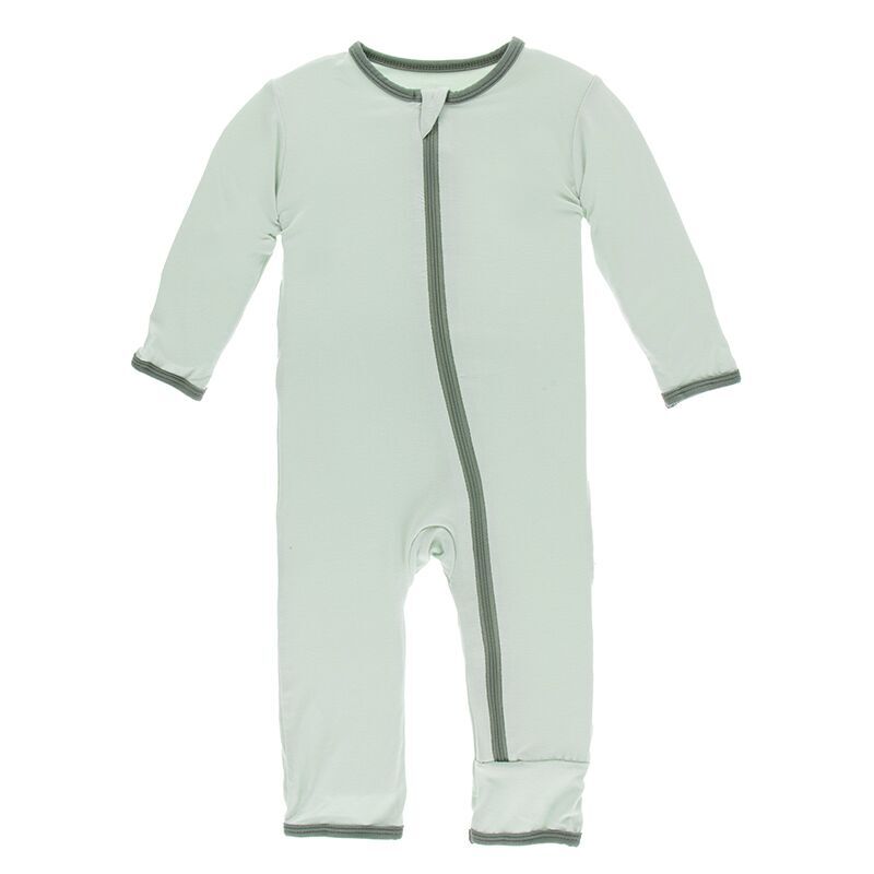 Kickee Pants Applique Coverall with Zipper in Aloe Elephants Yogaso